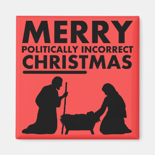 Glad politiskt inkorrekt julmagnet magnet