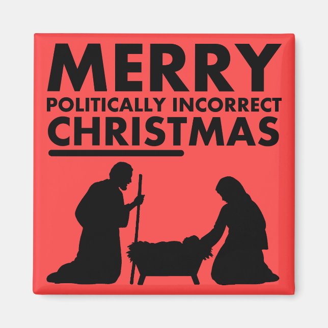 Glad politiskt inkorrekt julmagnet magnet (Framsidan)