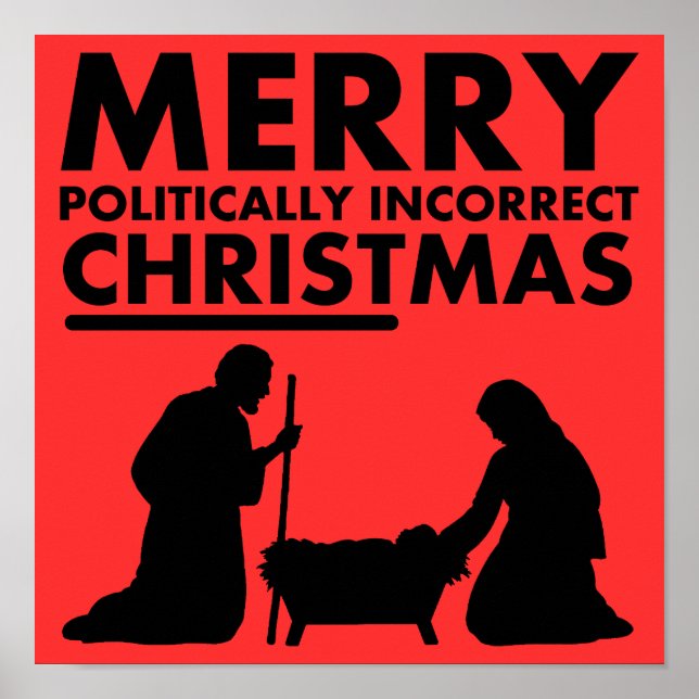 Glad politiskt inkorrekt julplakatskylt poster (Framsidan)