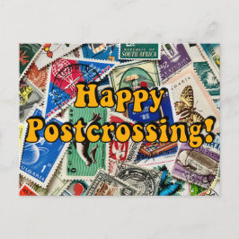Glad Postcrossing! Vintage frimärkescollage Vykort