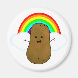 Glad Potatis Och En Regnbåge Magnet