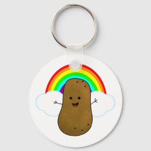 Glad Potatis Och En Regnbåge Nyckelring