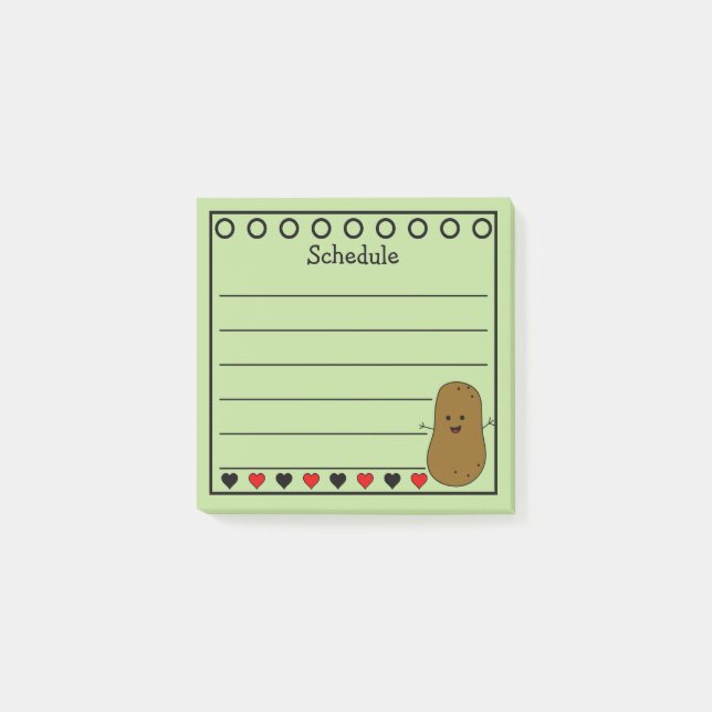 Glad Potatis Schema Grön Post-it Block (Framsida)