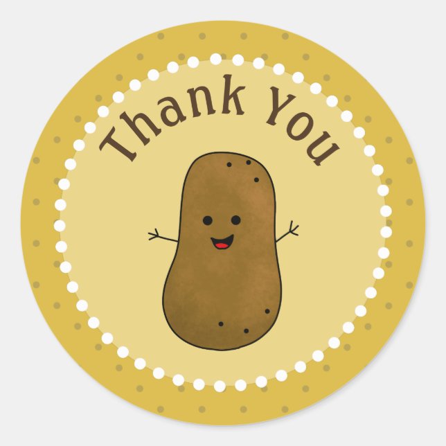 Glad Potatis Tack Runt Klistermärke (Framsida)