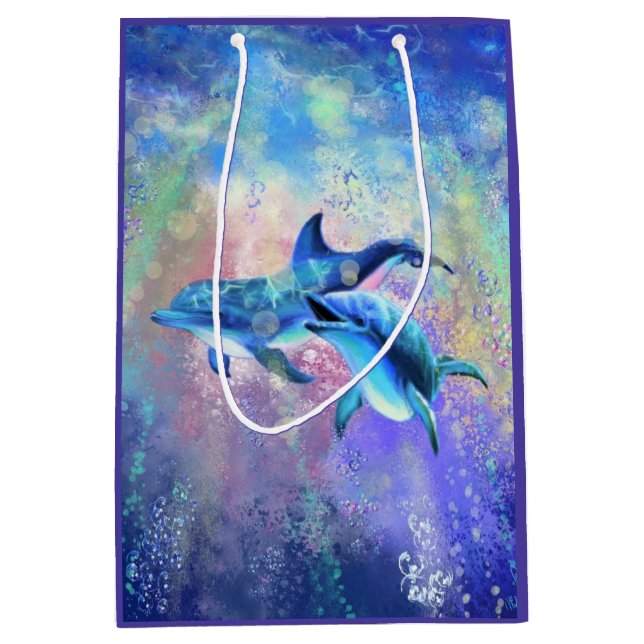 Glad presentpåse för delfinpar (Framsidan)