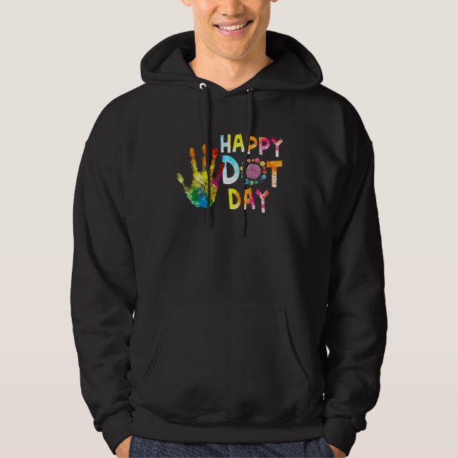 Glad Prickdag Färg Hand Prickdag Barn Pojkar Flick Hoodie (Framsida)