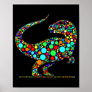 Glad prickdag Färgglad prick dinosaurie pojkar små Poster