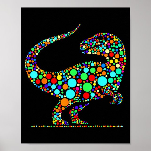 Glad prickdag Färgglad prick dinosaurie pojkar små Poster (Framsidan)