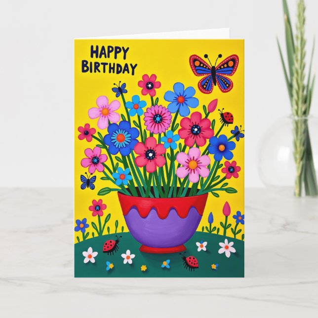 Glad Prickiga Blommorkort Kort (Framsida)