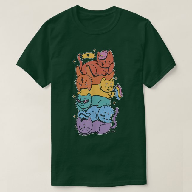 Glad Pride HBTQ söt Katt Husdjur Pride Månad T Shirt (Design framsida)