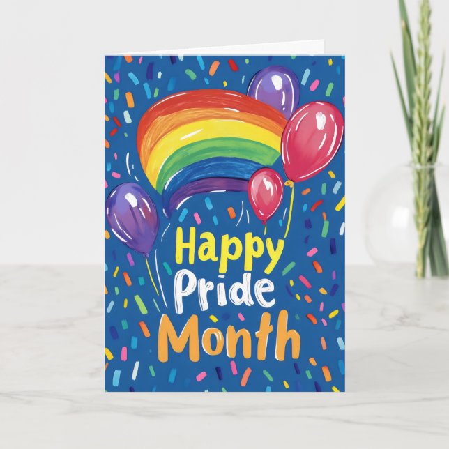 Glad Pride Månad Färgglad Regnbåge Helgkort (Framsida)