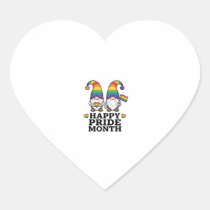 Glad Pride Månad Gnome Vintage Regnbåge Tröja_1 Hjärtformat Klistermärke