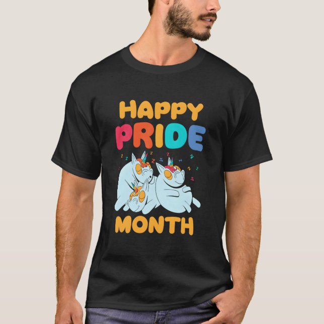 Glad Pride Månad Hbtq Regnbåge Stolt T Shirt (Framsida)
