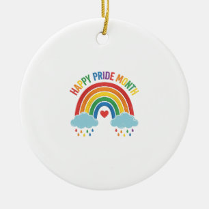 Glad Pride Månad Regnbåge Vintage Gravyr Design Julgransprydnad Keramik