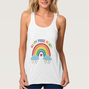 Glad Pride Månad Regnbåge Vintage Gravyr Design Linne Med Racerback