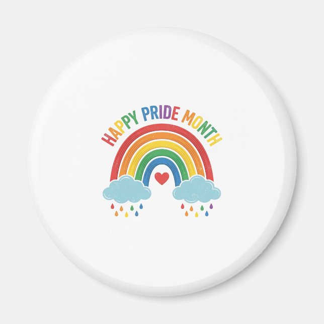 Glad Pride Månad Regnbåge Vintage Gravyr Design Magnet (Framsidan)