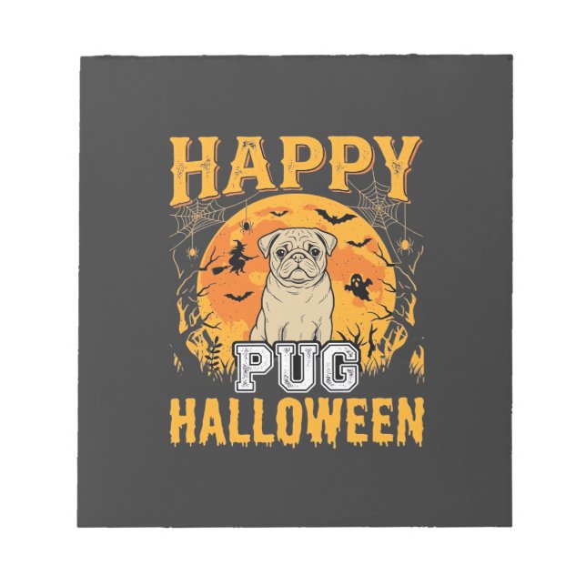 Glad Pug Halloween Kuslig Hund Design_1 Anteckningsblock (Framsida)