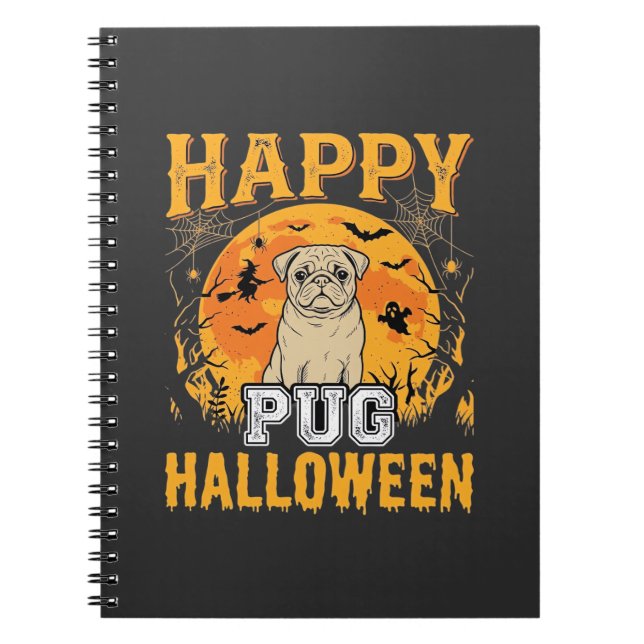 Glad Pug Halloween Kuslig Hund Design_1 Anteckningsbok (Framsidan)
