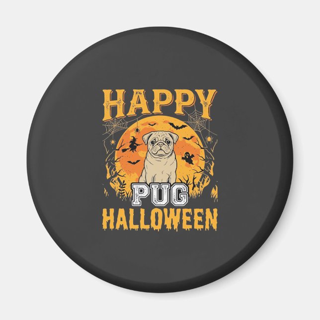 Glad Pug Halloween Kuslig Hunddesign_1 Magnet (Framsidan)