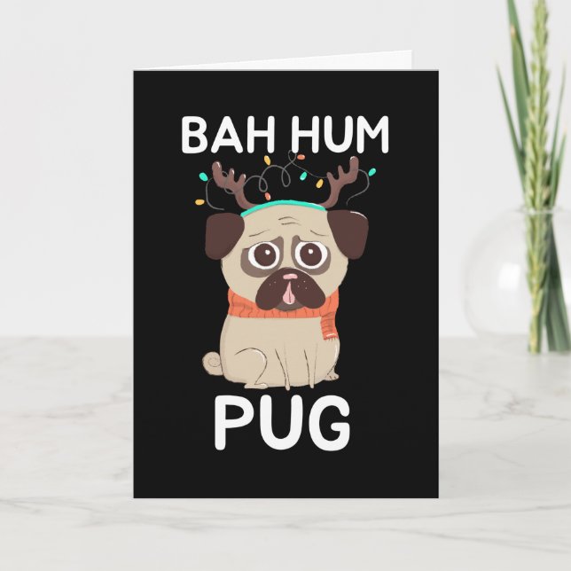 Glad Pug Jul Hund Helgkort (Framsida)