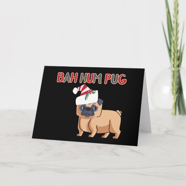 Glad Pug Jul Hund Humor Helgkort (Framsida)