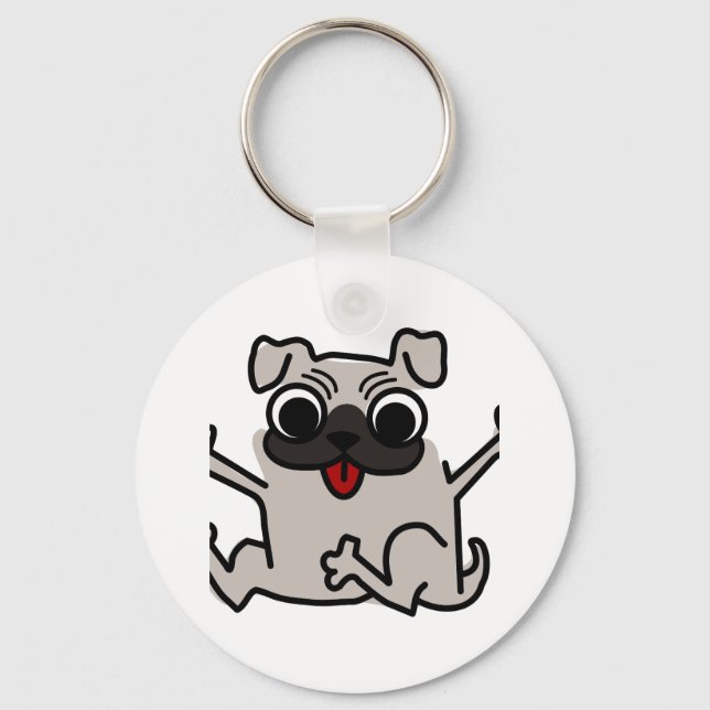 Glad Pug Nyckelring (Framsida)