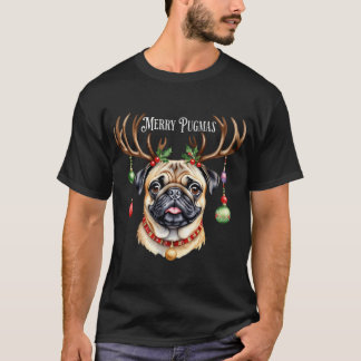 Glad pugmas jul pug hund t shirt