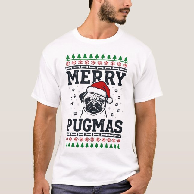 Glad Pugmas jul pugglelig jultröja design T Shirt (Framsida)