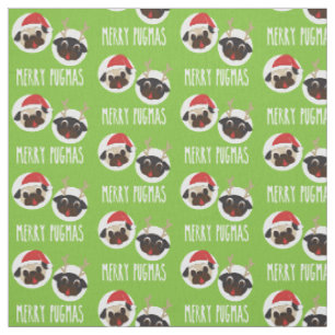 Glad Pugmas mops Santa och ren V2 Tyg