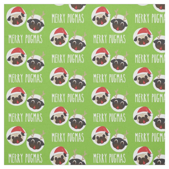 Glad Pugmas mops Santa och ren V2 Tyg (Provkarta)