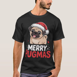 Glad Pugmas Pug Hund Julhatt Jul T Shirt