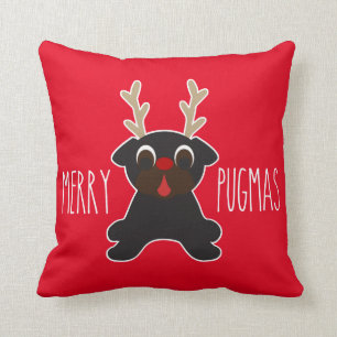 Glad Pugmas svart mopsren Kudde