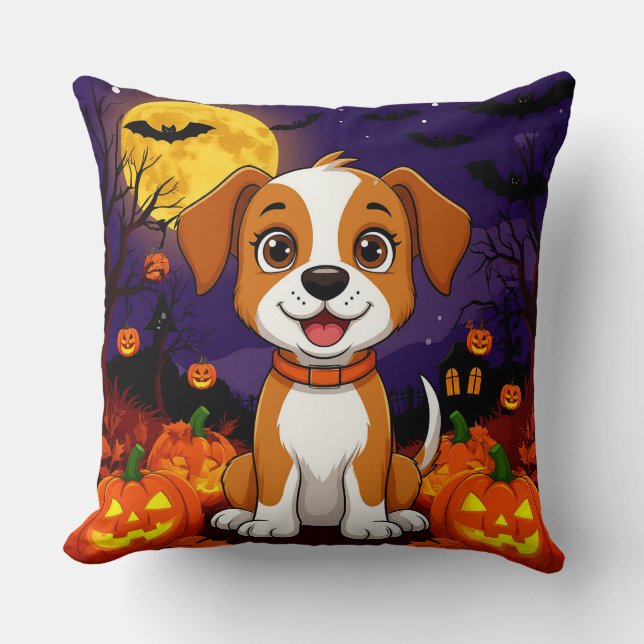 🐾🎃 Glad Pumpa Halloween Mysig Glädje Vibrationer Kudde (Framsida)