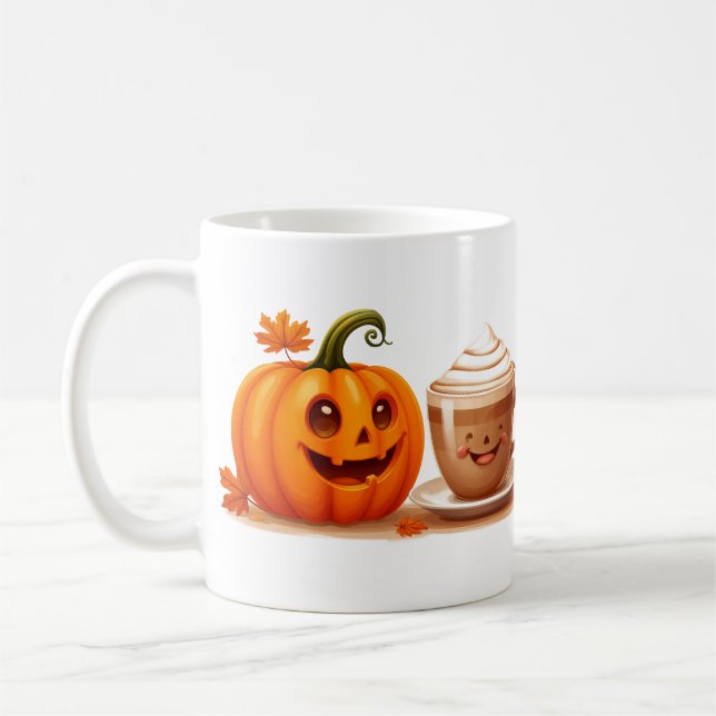 Glad pumpa med kaffekopp Höstkomfort 🍁 (Vänster)