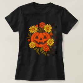 Glad pumpa Retro blomster Halloween-design för  T Shirt