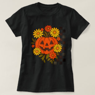 Glad pumpa Retro blomster Halloween-design för T Shirt