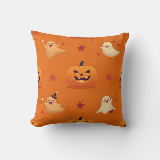 Glad pumpa & spöklik mönsterkudde på B Kudde