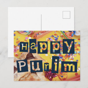 Glad Purim färgglad judisk högtid Vykort