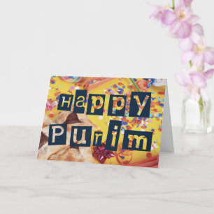 Glad Purim Färgglad Judisk Högtidskort Kort