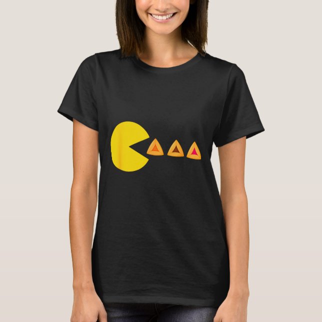 Glad purim-kostym datorspel äter hamantashen t shirt (Framsida)