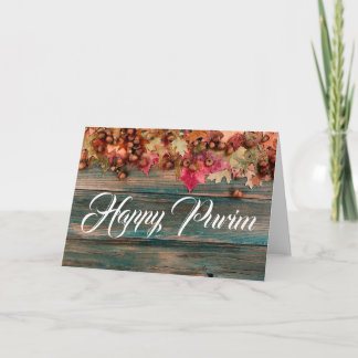 Glad Purim Vikterbrev Trä Blommig Kort