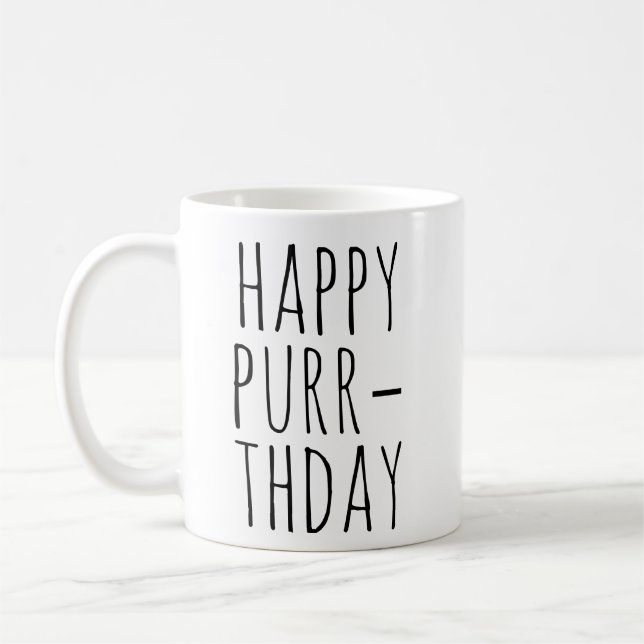 Glad Purr‑födelsedag Kottemne Kaffemugg (Vänster)