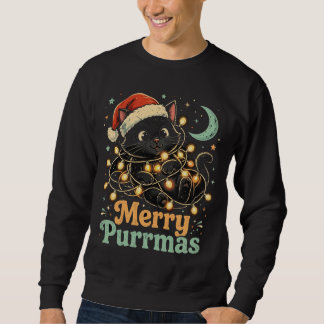 Glad Purrmas Svart Katt Jultröja Lång Ärmad Tröja