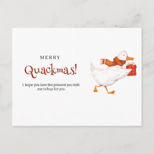 Glad Quackmas! Rolig ankdjurs julkort, minimalisti Helg Vykort