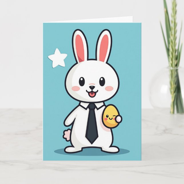 Glad Rabbis Vänkort Kort (Framsida)