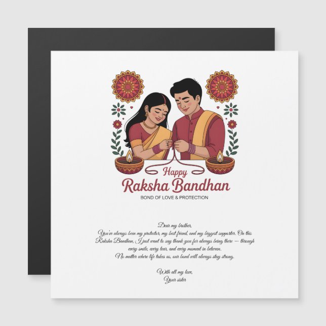 Glad Raksha Bandhan Magnetkort (Fram/baksida)