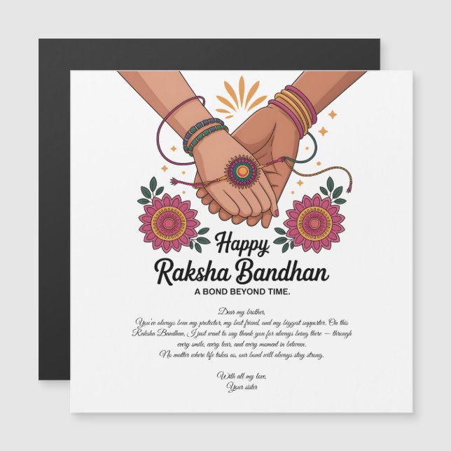 Glad Raksha Bandhan Magnetkort (Fram/baksida)