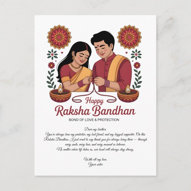 Glad Raksha Bandhan postkort Vykort (Framsida)