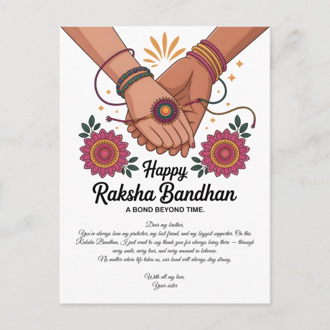 Glad Raksha Bandhan postkort Vykort (Framsida)