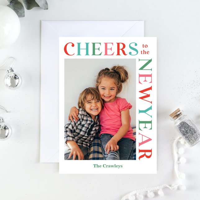 Glad ram editable färg Gott nytt år-kort Julkort (Skapare uppladdad)